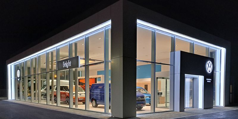 Bright Volkswagen Commercial Vehicle forecourt
