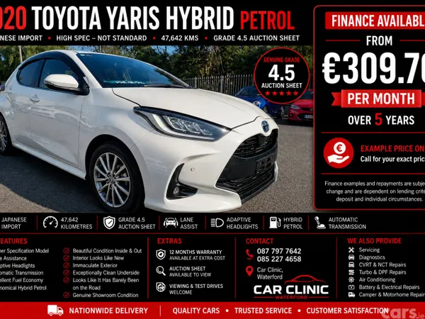 Toyota Yaris Hatchback, Petrol Hybrid, 2020, White