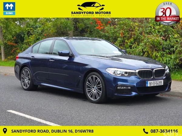 BMW 5-Series Saloon, Petrol Plug-in Hybrid, 2018, Blue