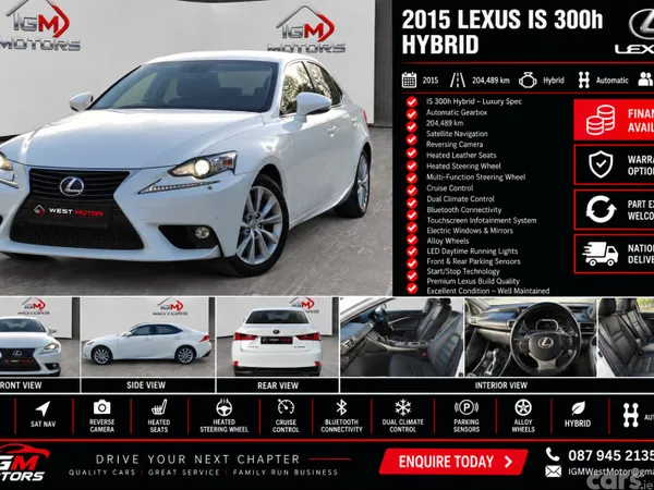 Lexus IS Saloon, Petrol Hybrid, 2015, White