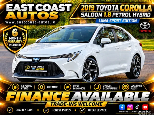 Toyota Corolla Saloon, Petrol Hybrid, 2019, White