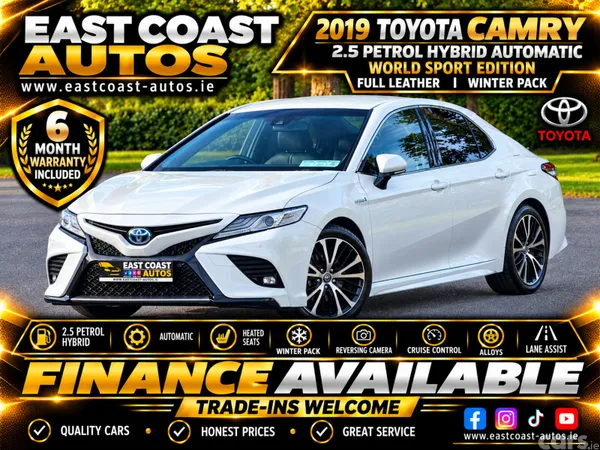 Toyota Camry Saloon, Petrol Hybrid, 2019, White