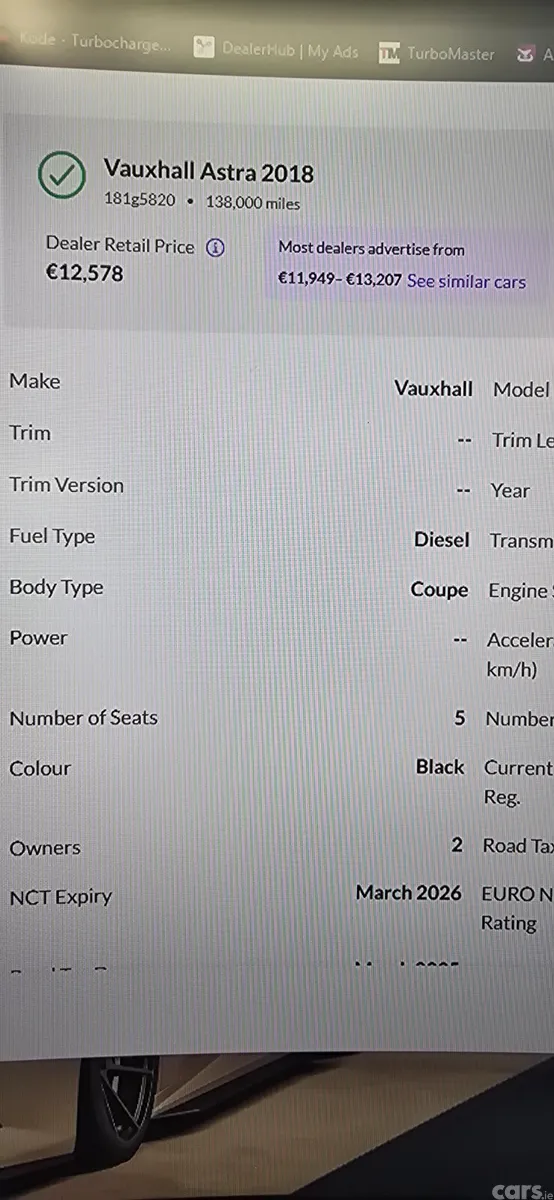Vauxhall Astra Coupe, Diesel, 2018, Black