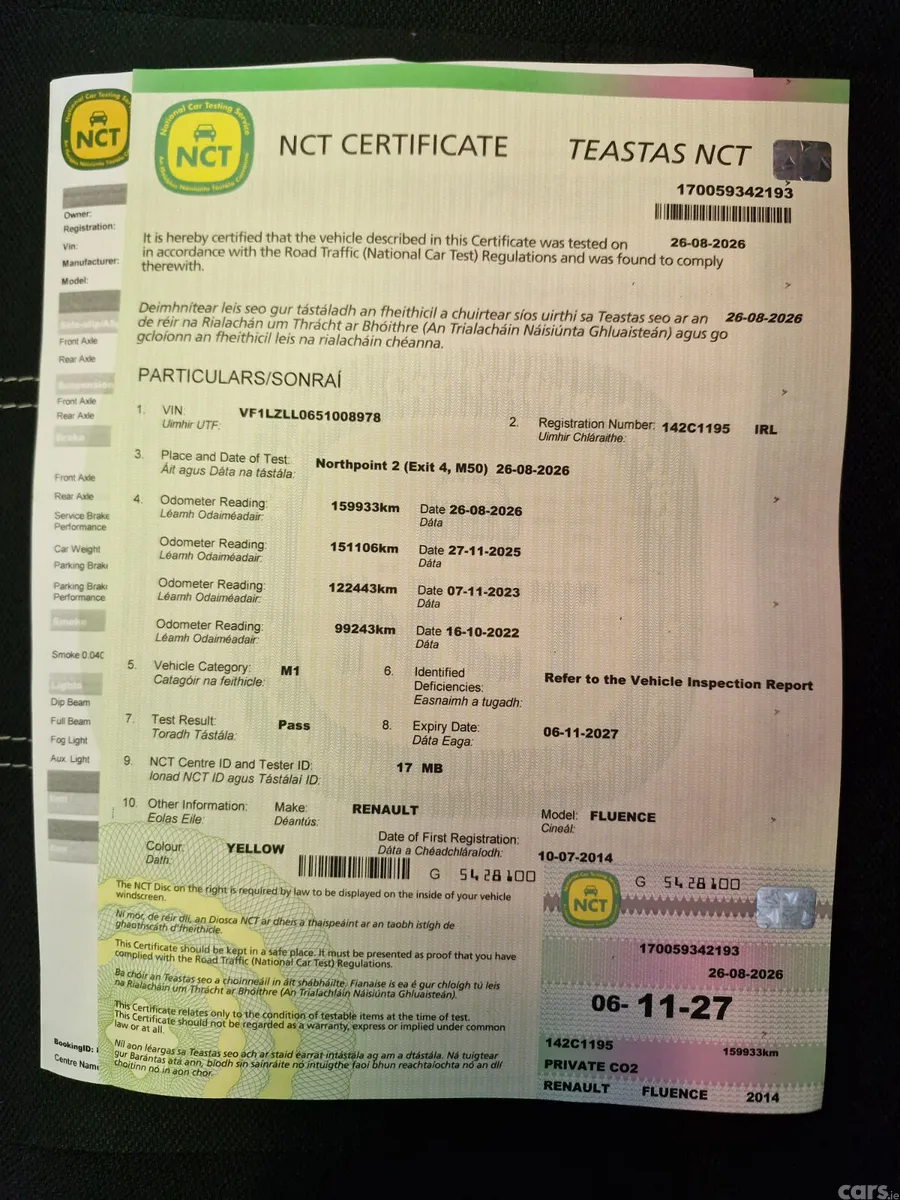 Renault Fluence Saloon, Diesel, 2014, Yellow