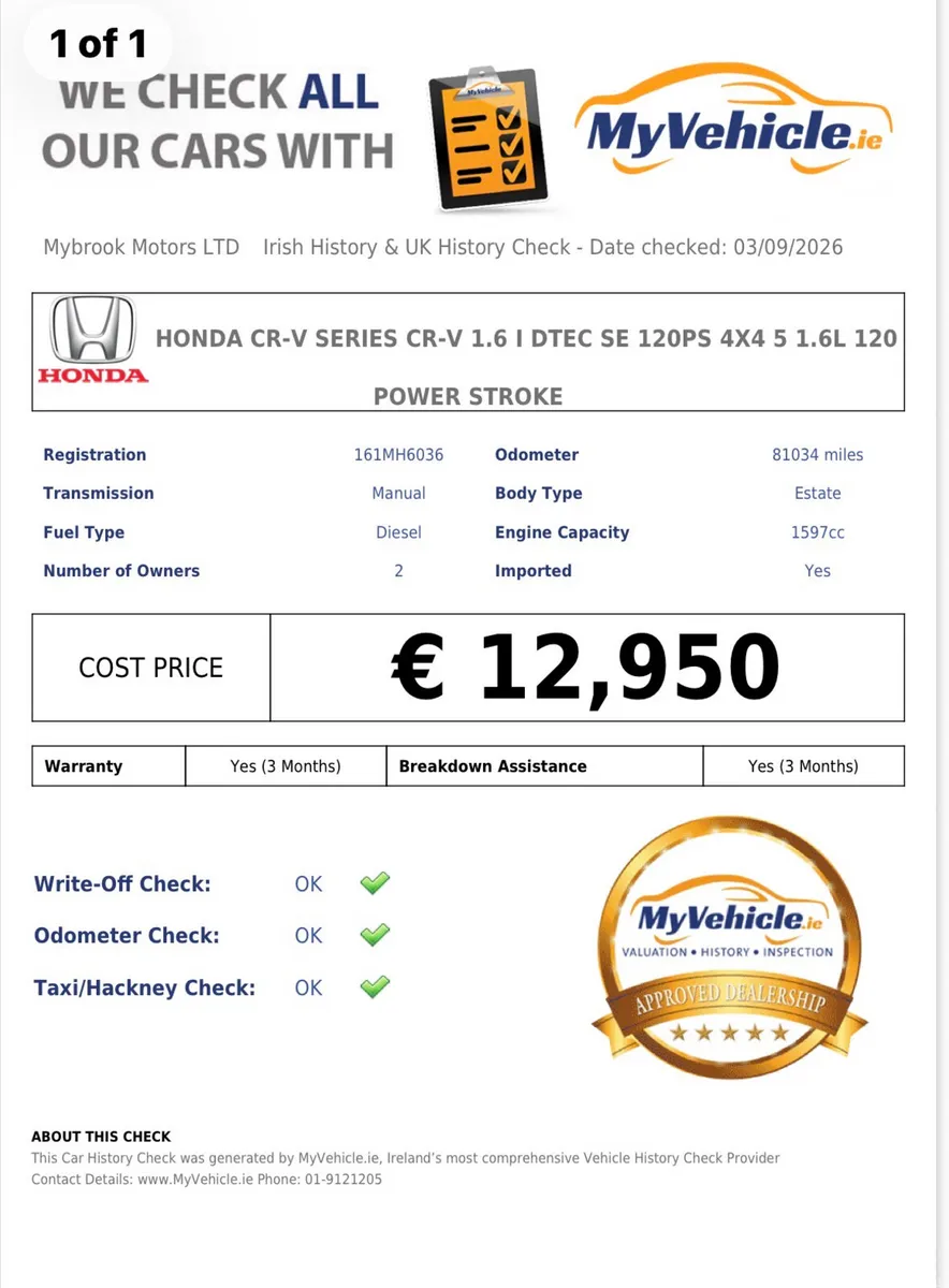 Honda CR-V SUV, Diesel, 2016, Red