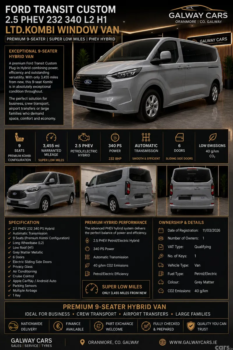 Ford Transit Custom Van, Petrol Plug-in Hybrid, 2026, Grey