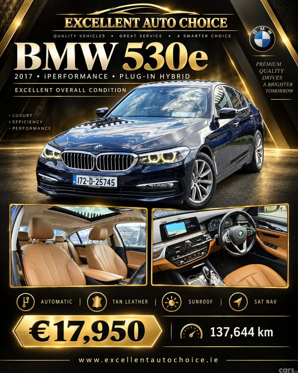 BMW 5-Series Saloon, Petrol Plug-in Hybrid, 2017, Blue