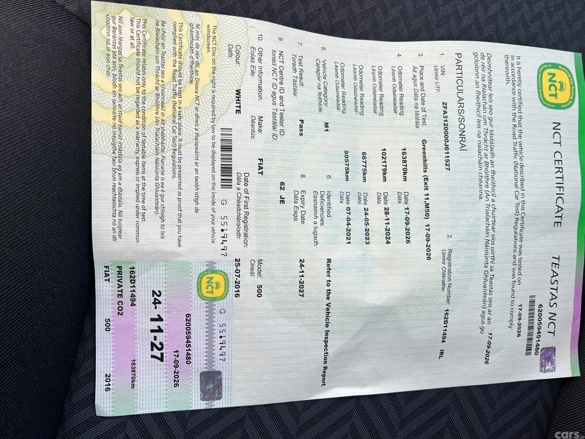 Fiat 500 Hatchback, Petrol, 2016, White