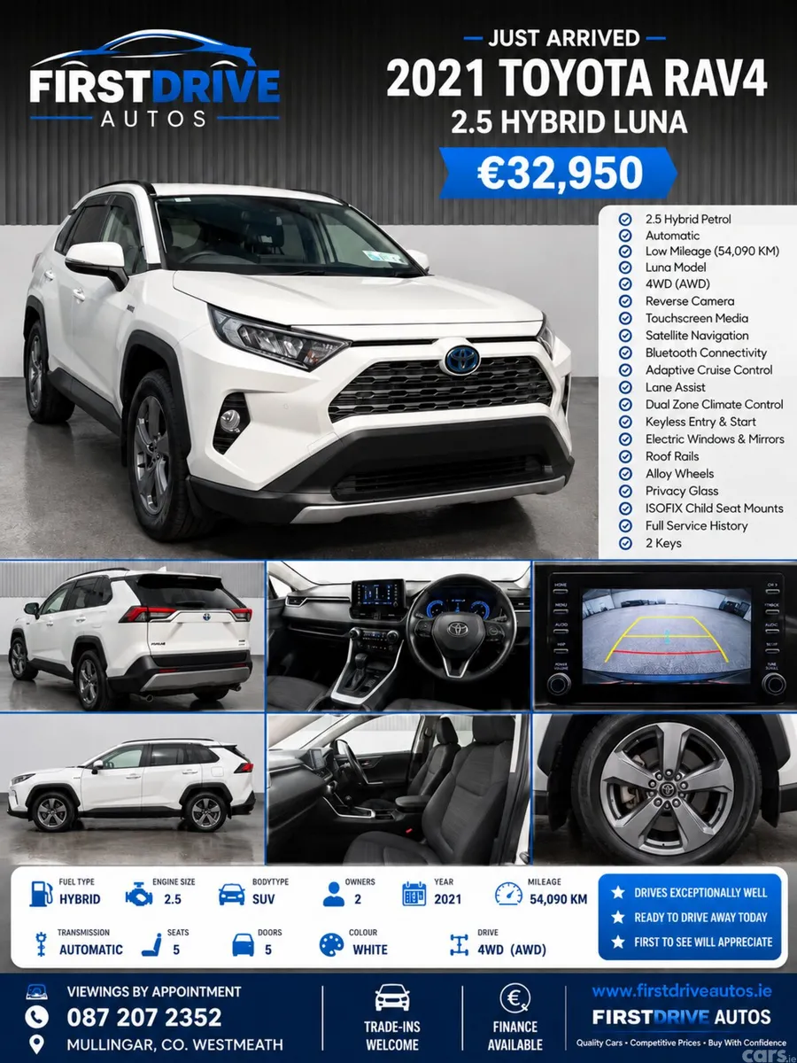 Toyota RAV4 SUV, Petrol Hybrid, 2022, White