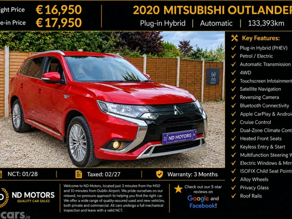 Mitsubishi Outlander SUV, Petrol Plug-in Hybrid, 2020, Red