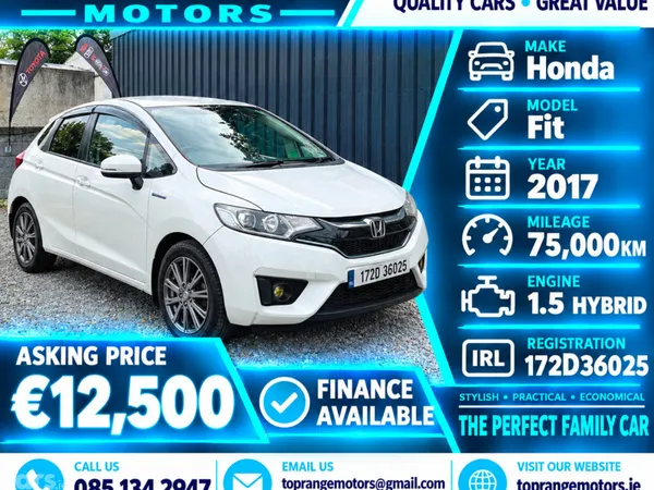 Honda Fit Hatchback, Petrol Hybrid, 2017, White