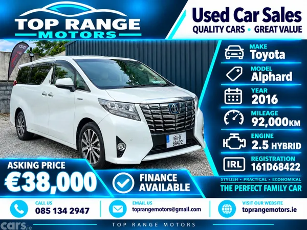 Toyota Alphard MPV, Petrol Hybrid, 2016, White