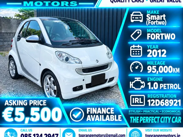 Smart Fortwo Coupe, Petrol, 2012, White