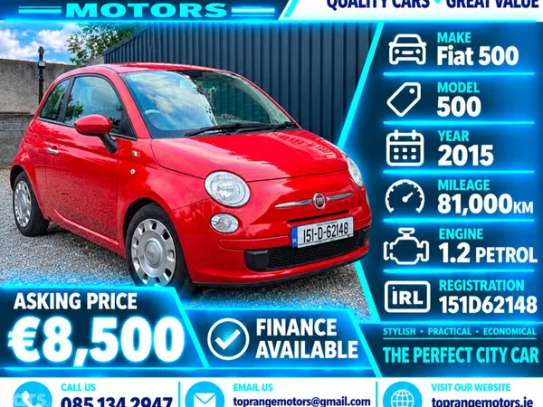 Fiat 500 Coupe, Petrol, 2015, Red