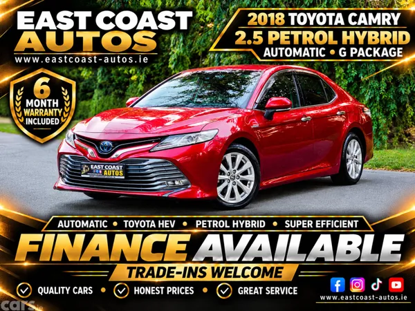 Toyota Camry Saloon, Petrol Hybrid, 2018, Red