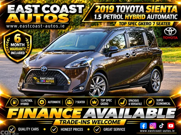 Toyota Sienta MPV, Petrol Hybrid, 2019, Brown