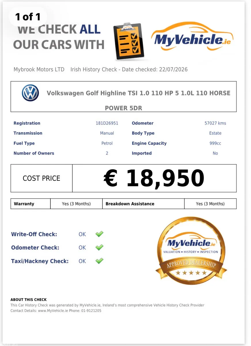 Volkswagen Golf Estate, Petrol, 2018, Red