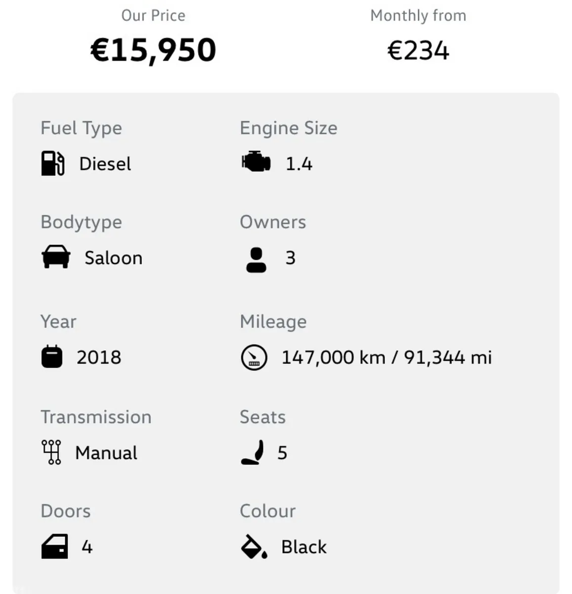 Toyota Corolla Saloon, Diesel, 2018, Black