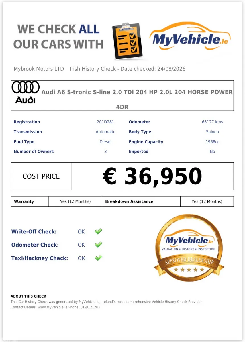 Audi A6 Saloon, Diesel, 2020, Blue
