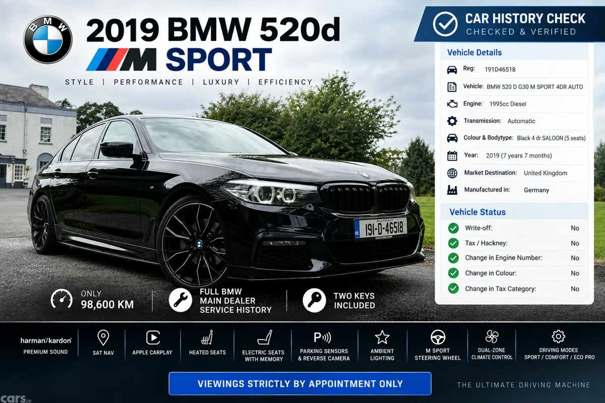 BMW 5-Series Saloon, Diesel, 2019, Black