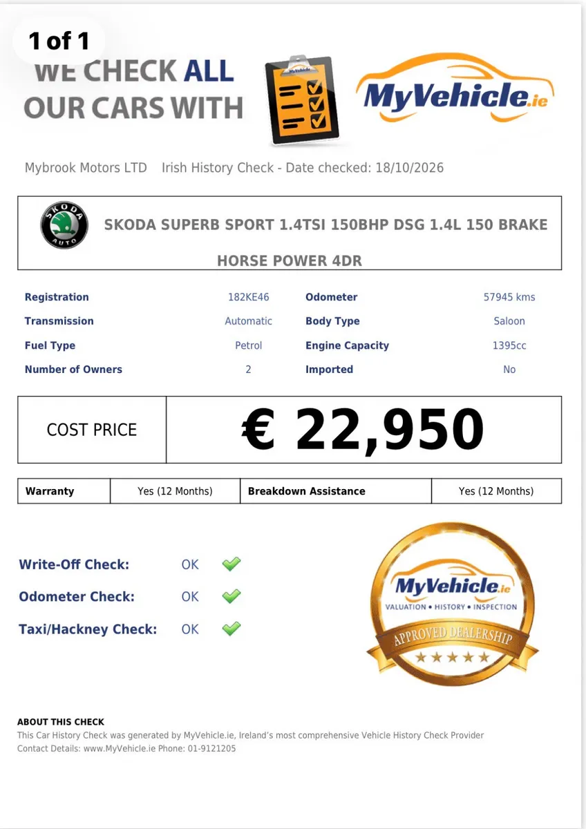 Skoda Superb Saloon, Petrol, 2018, Grey