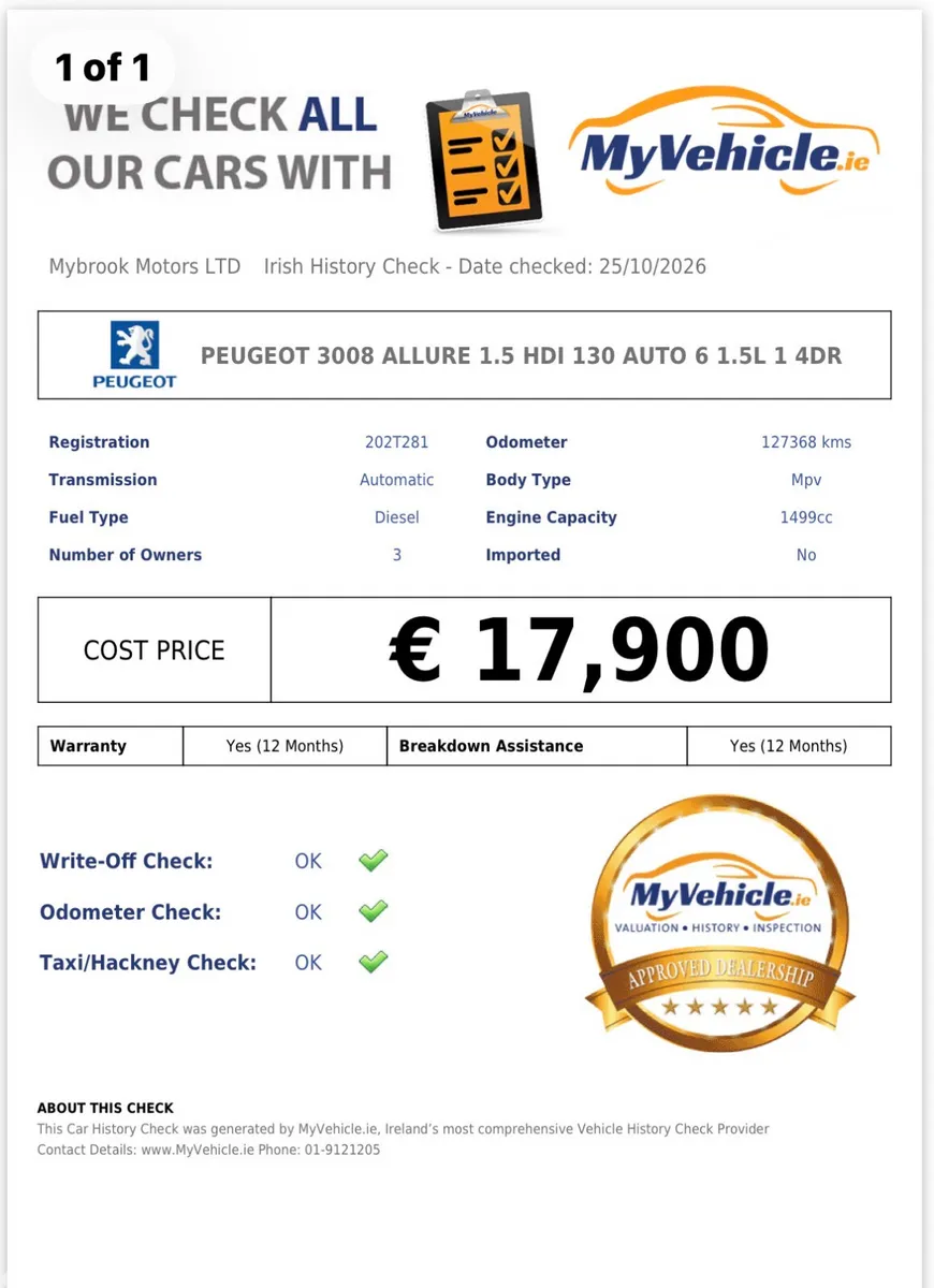 Peugeot 3008 MPV, Diesel, 2020, Red